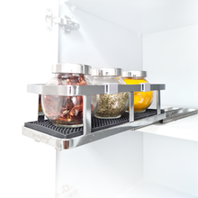 Load image into Gallery viewer, Kwirkythings Pull Out Spice Rack Suitable For Inside Kitchen Cupboards - Stainless Steel Chrome, Organise Your Spices &amp; Condiments With Ease
