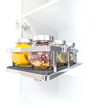 Load image into Gallery viewer, Kwirkythings Pull Out Spice Rack Suitable For Inside Kitchen Cupboards - Stainless Steel Chrome, Organise Your Spices &amp; Condiments With Ease
