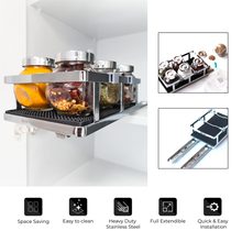 Load image into Gallery viewer, Kwirkythings Pull Out Spice Rack Suitable For Inside Kitchen Cupboards - Stainless Steel Chrome, Organise Your Spices &amp; Condiments With Ease
