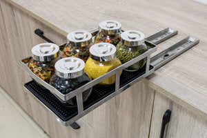 Kwirkythings Pull Out Spice Rack Suitable For Inside Kitchen Cupboards - Stainless Steel Chrome, Organise Your Spices & Condiments With Ease