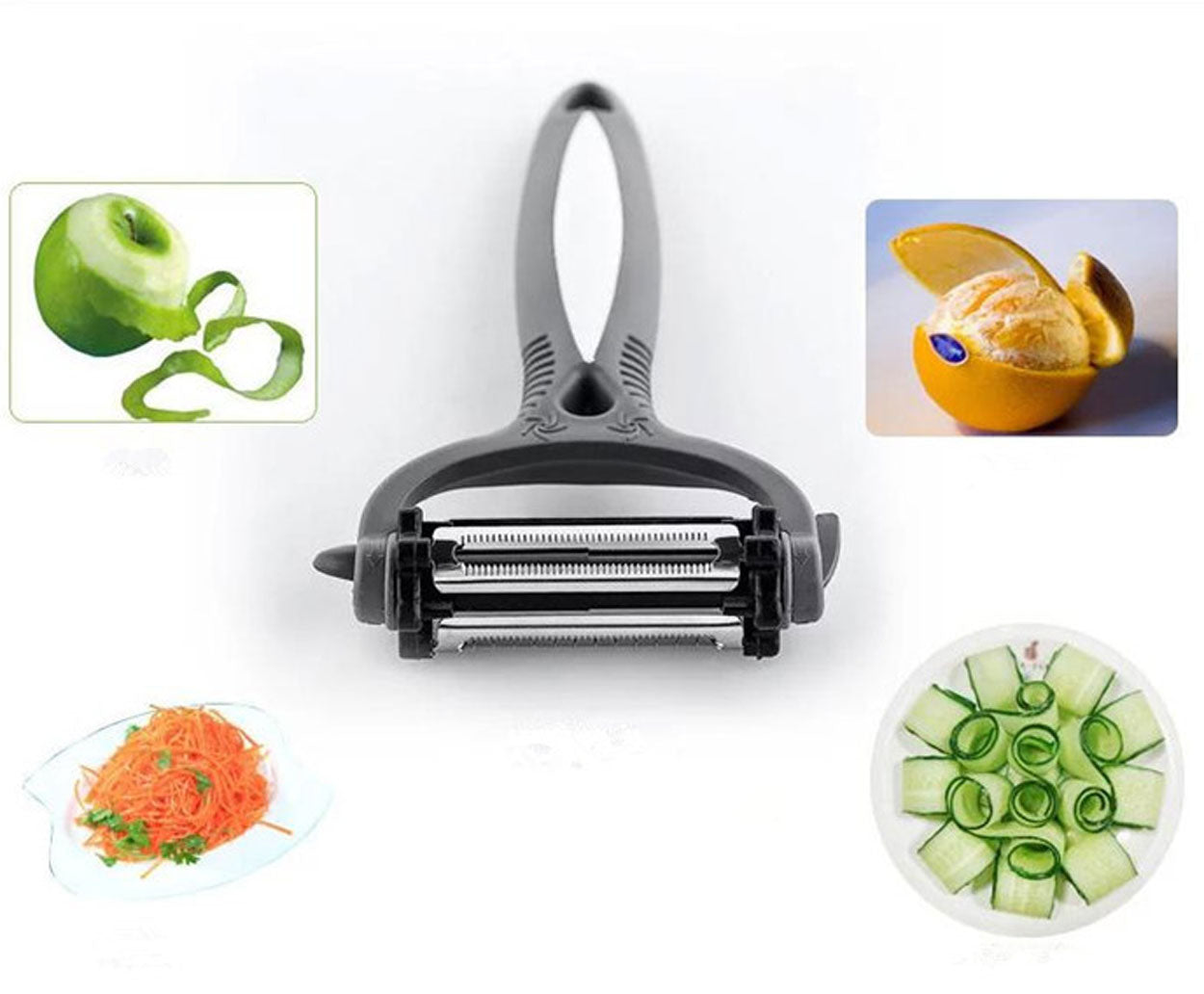 Vegetable Peeler with Container Stainless Steel Fruit Slicer with 3  Replacement Kitchen Supply with Container Stainless Steel Fruit Slicer with  3 Replacement Blades Vegetable Peeler Red 