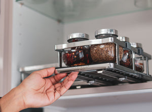 Kwirkythings Pull Out Spice Rack Suitable For Inside Kitchen Cupboards - Stainless Steel Chrome, Organise Your Spices & Condiments With Ease